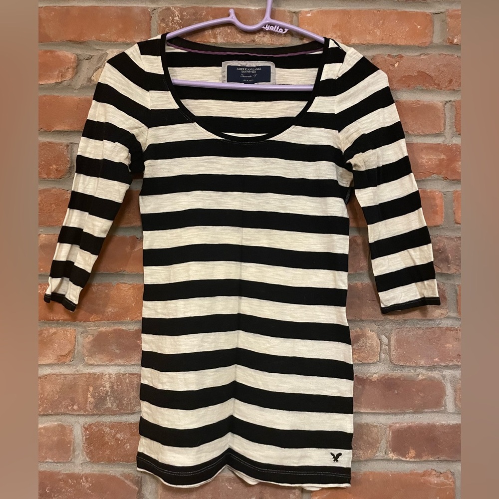 Striped American Eagle 3/4 sleeve 100% cotton shirt